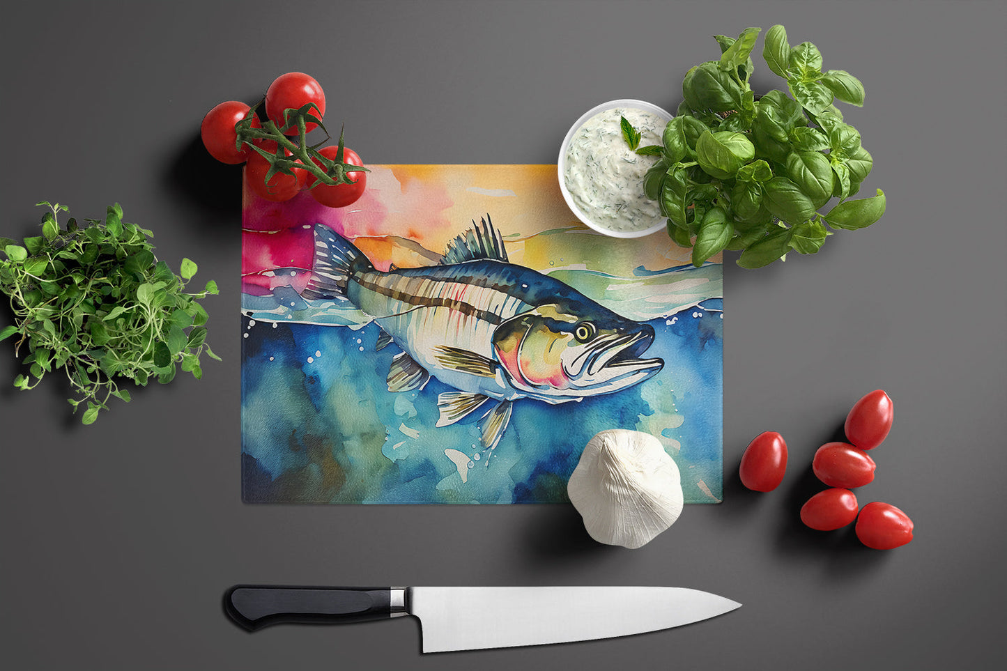 Striped Bass Glass Cutting Board Caroline's Treasures