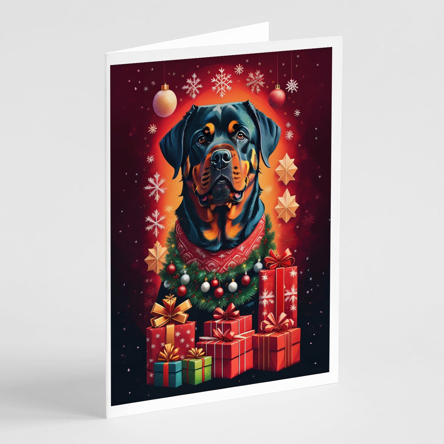 Rottweiler Holiday Christmas Greeting Cards Pack of 8 Caroline's Treasures