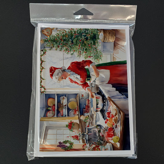 Cookies with Santa Claus Mrs. Claus Greeting Cards Pack of 8 Caroline's Treasures