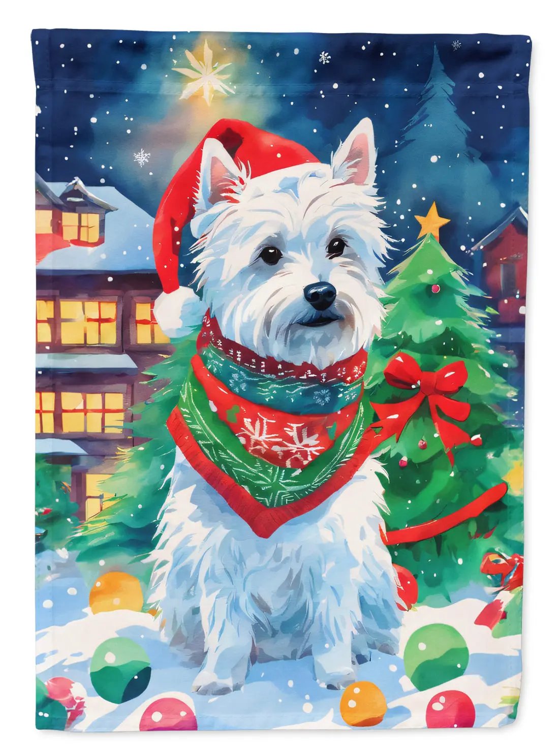 Westie Christmas House Flag-0