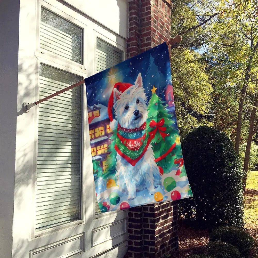 Westie Christmas House Flag-1