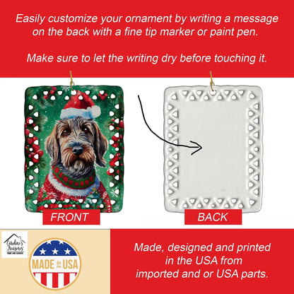 Wirehaired Pointing Griffon Christmas Porcelain Ornament-2