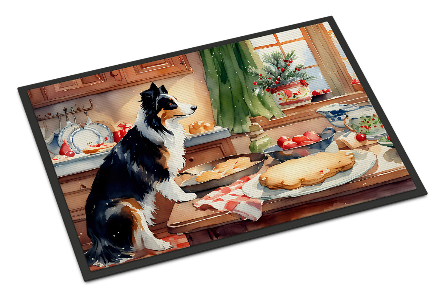 Border Collie Christmas Cookies Doormat Caroline's Treasures