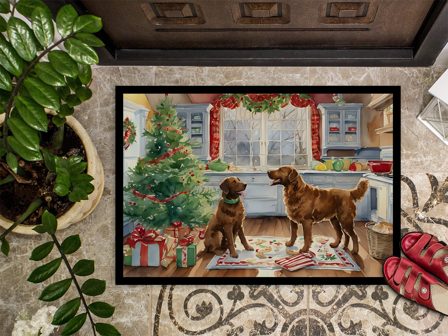 Chesapeake Bay Retriever Christmas Cookies Doormat Caroline's Treasures