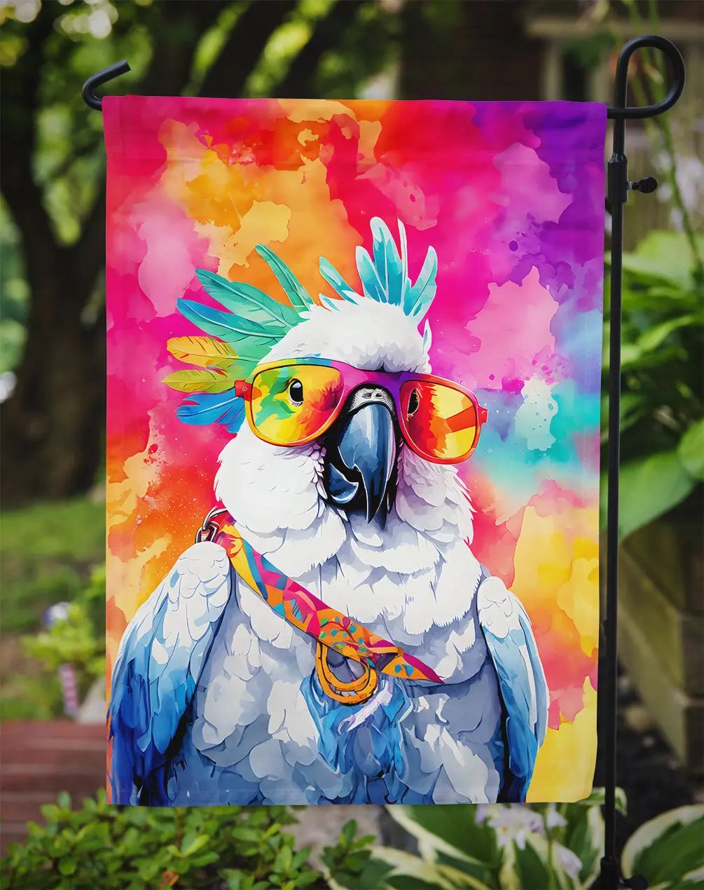 Hippie Animal Cockatoo Garden Flag - Vivid Treasure Zone