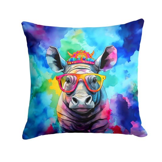 Hippie Animal Rhinoceros Throw Pillow-0