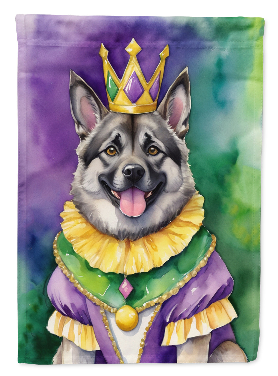 Norwegian Elkhound King of Mardi Gras Garden Flag Caroline's Treasures