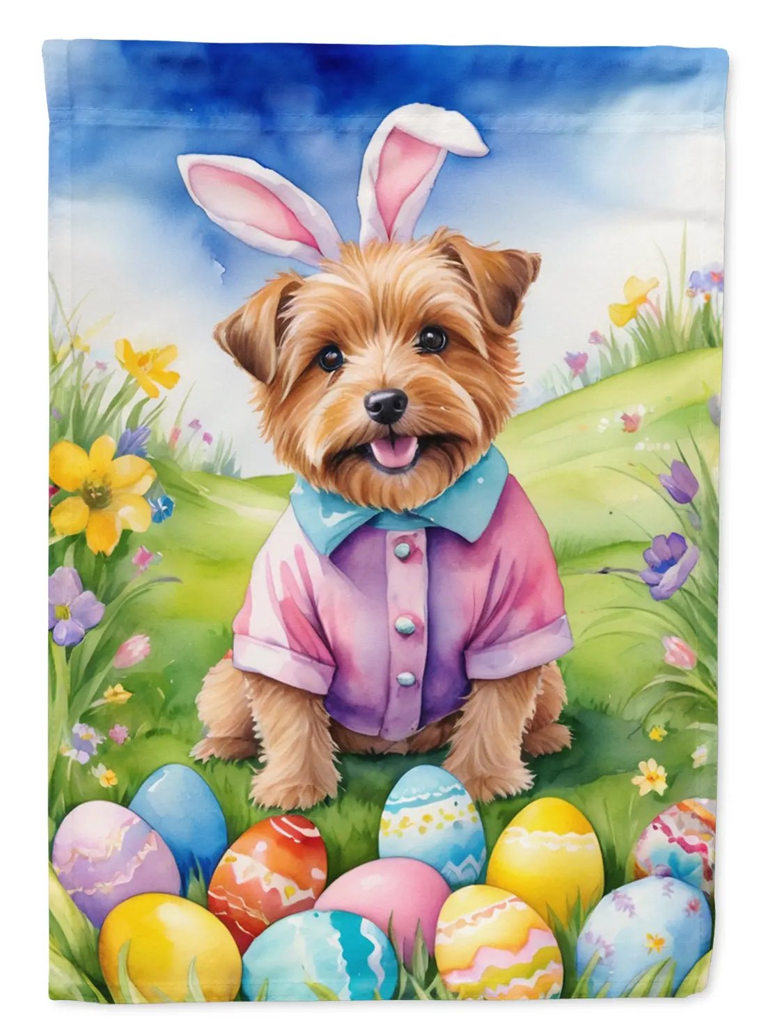 Norfolk Terrier Easter Egg Hunt Garden Flag - Vivid Treasure Zone