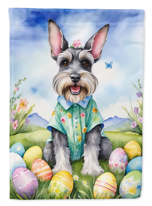 Schnauzer Easter Egg Hunt House Flag - Vivid Treasure Zone