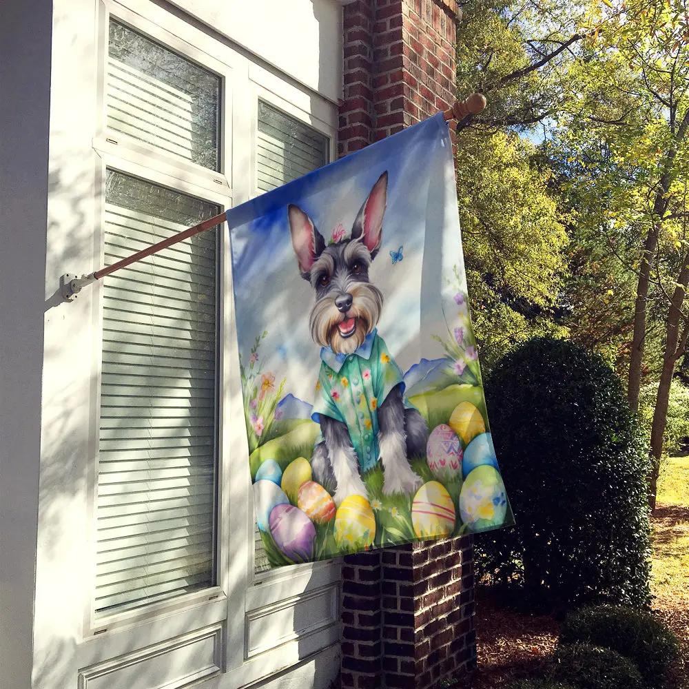 Schnauzer Easter Egg Hunt House Flag - Vivid Treasure Zone