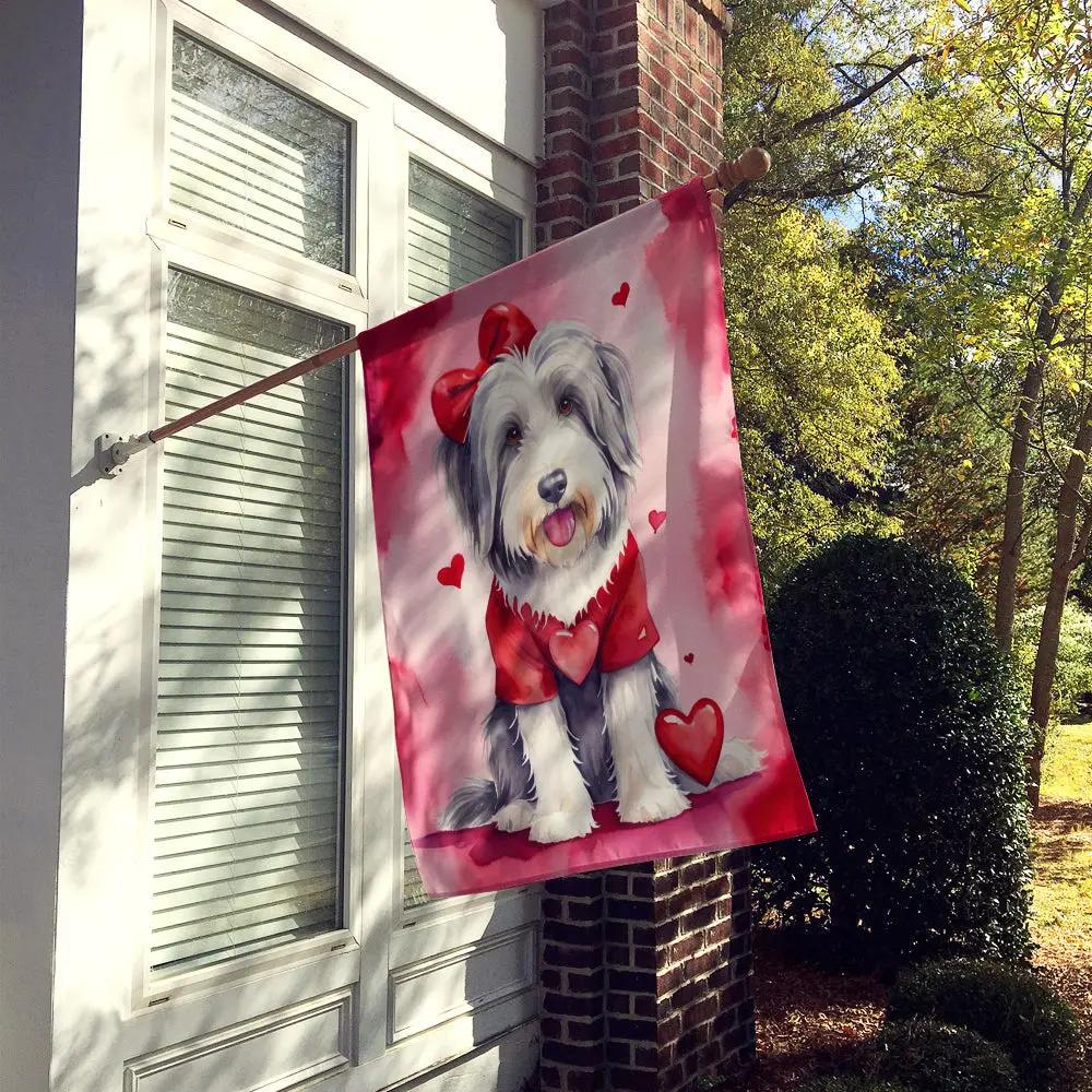 Bearded Collie My Valentine House Flag - Vivid Treasure Zone