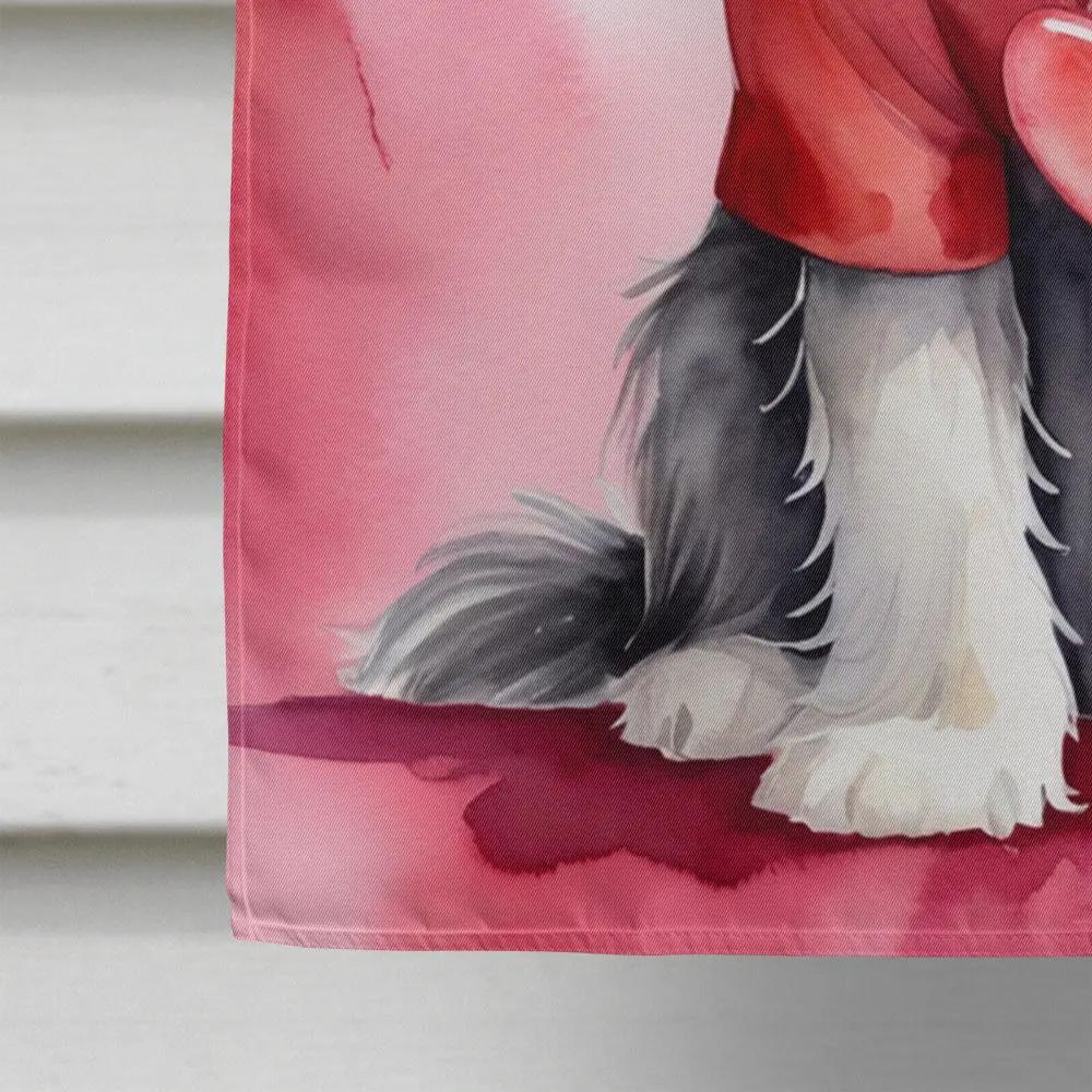 Bearded Collie My Valentine House Flag - Vivid Treasure Zone