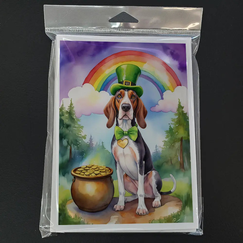 American English Coonhound St Patrick's Day Greeting Cards Pack of 8 Caroline's Treasures