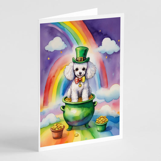 White Poodle St Patrick's Day Greeting Cards Pack of 8 Caroline's Treasures