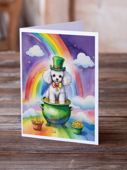 White Poodle St Patrick's Day Greeting Cards Pack of 8 Caroline's Treasures