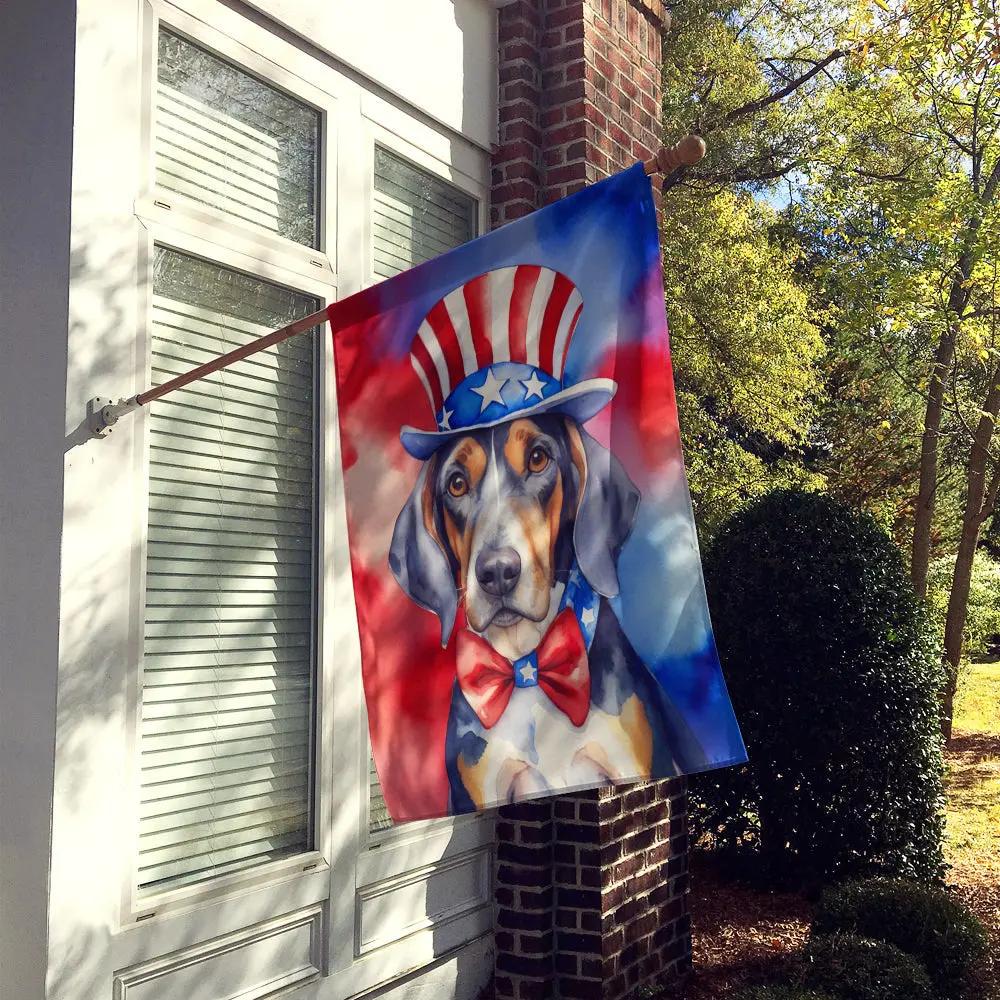 American English Coonhound Patriotic American House Flag - Vivid Treasure Zone