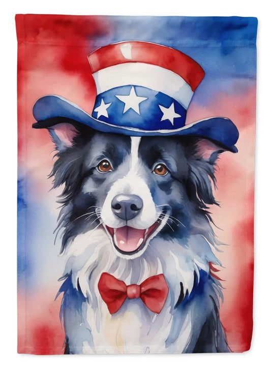 Border Collie Patriotic American Garden Flag-0