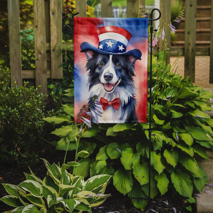 Border Collie Patriotic American Garden Flag-1