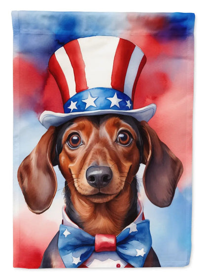 Dachshund Patriotic American House Flag-0