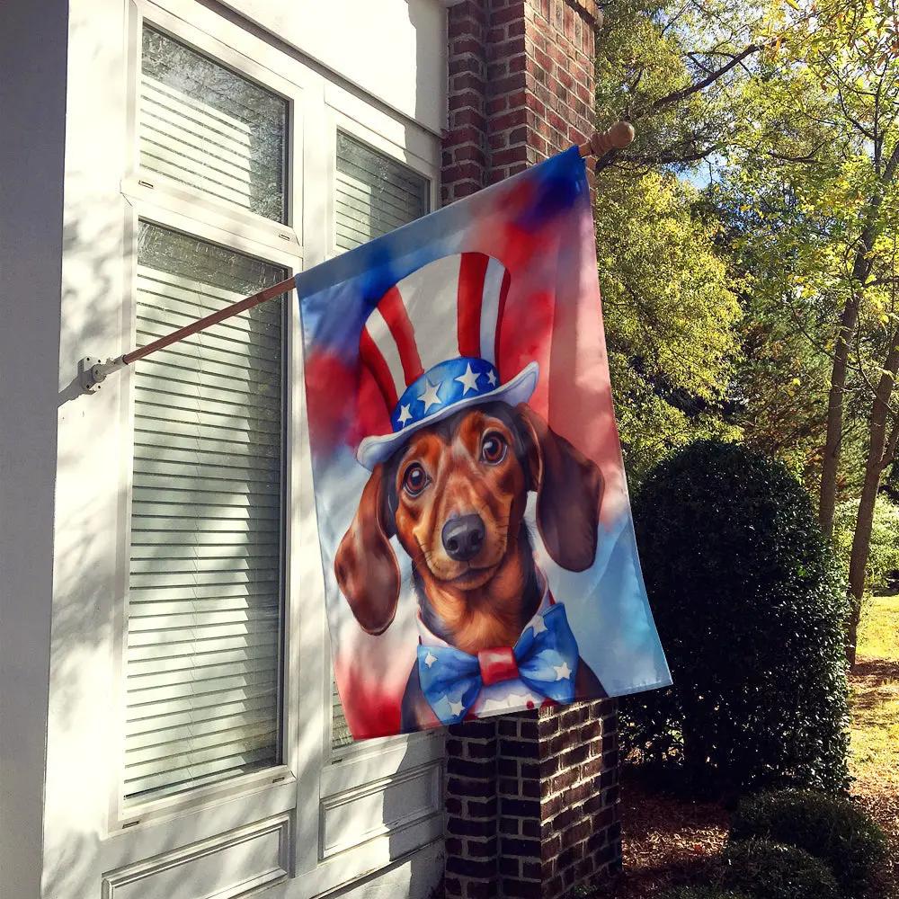 Dachshund Patriotic American House Flag-1