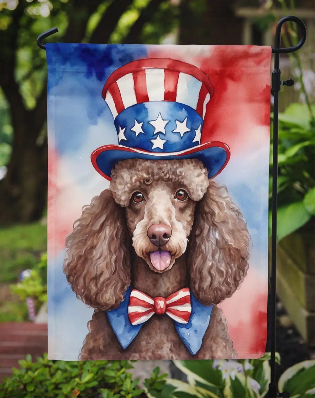 Poodle Patriotic American Garden Flag-2