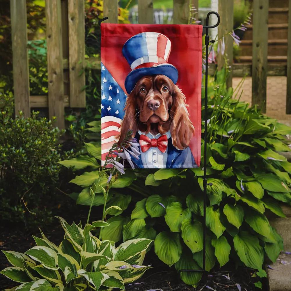 Sussex Spaniel Patriotic American Garden Flag - Vivid Treasure Zone