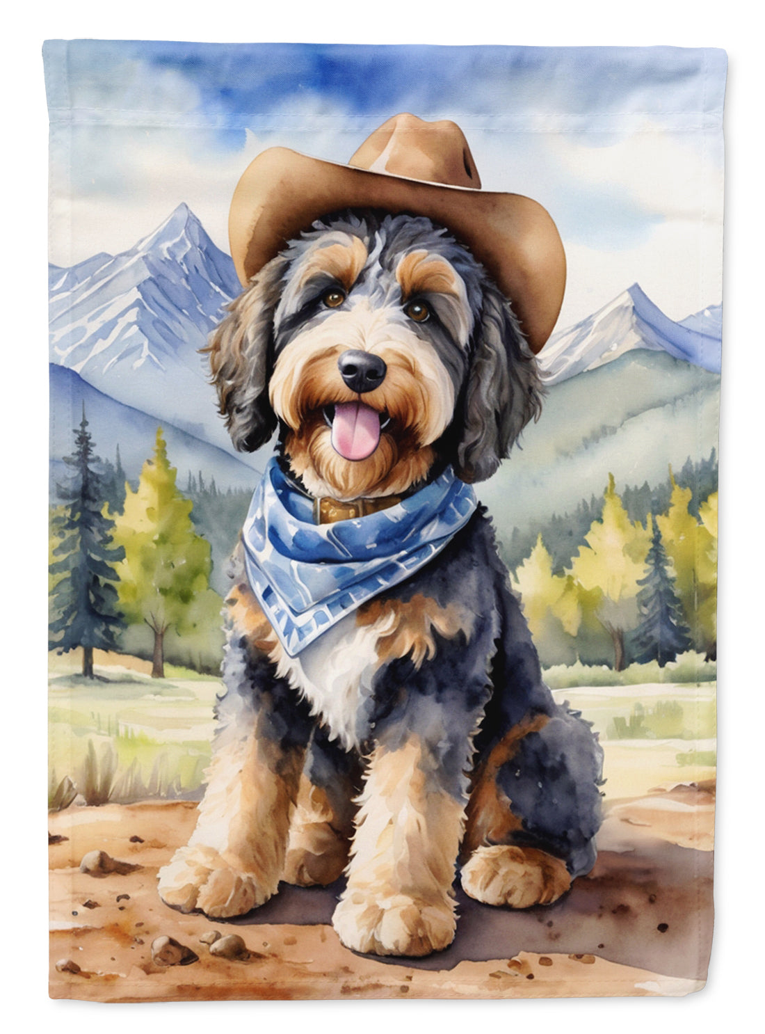 Bernedoodle Cowboy Welcome House Flag Caroline's Treasures