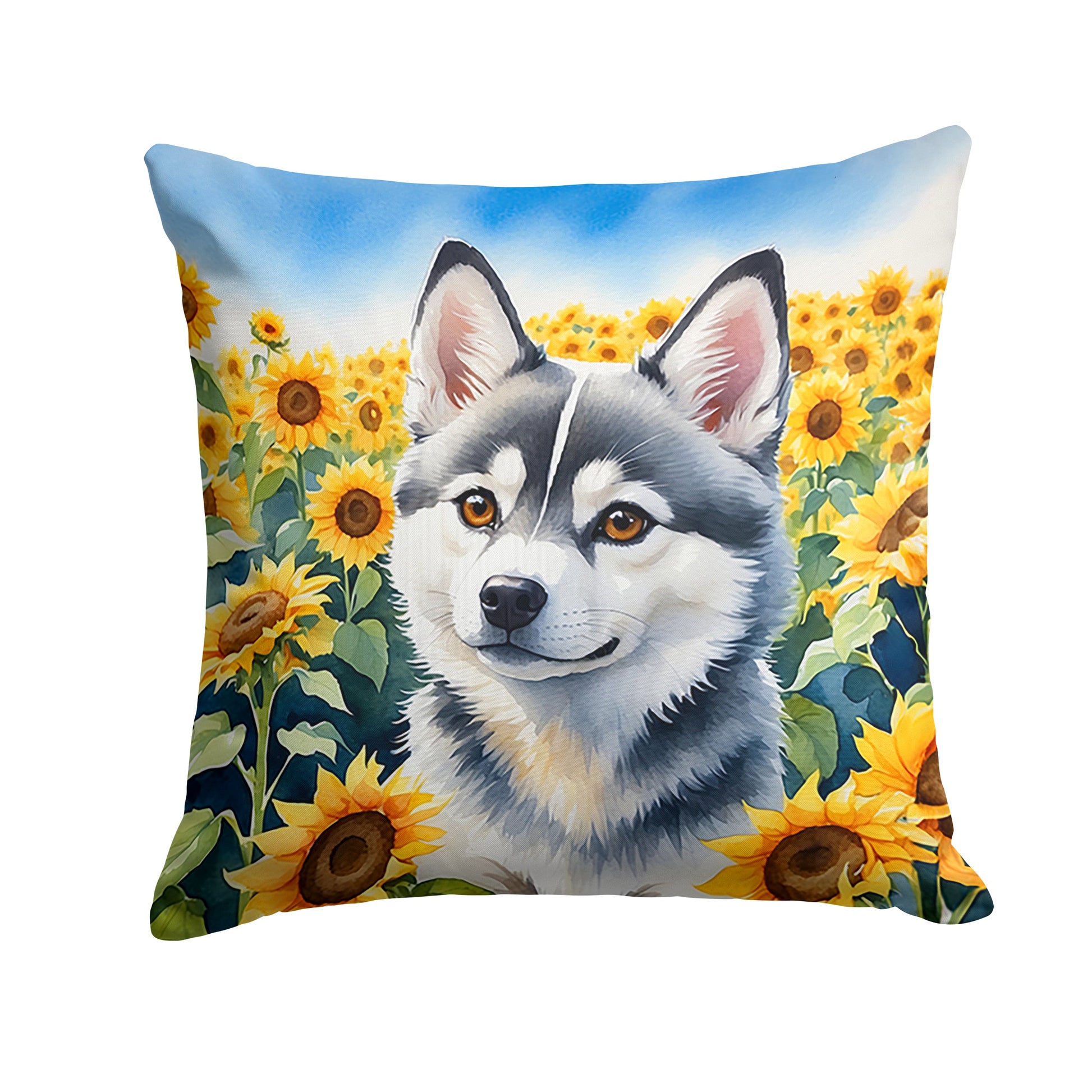 Alaskan Klee Kai in Sunflowers Throw Pillow Caroline's Treasures