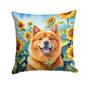 Finnish Spitz in Sunflowers Throw Pillow-0