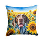 German Shorthaired Pointer in Sunflowers Throw Pillow-0