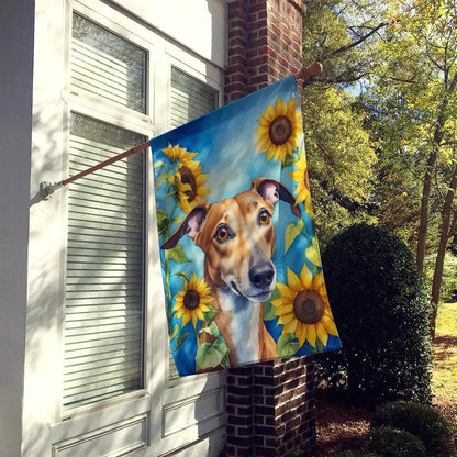 Greyhound in Sunflowers House Flag - Vivid Treasure Zone