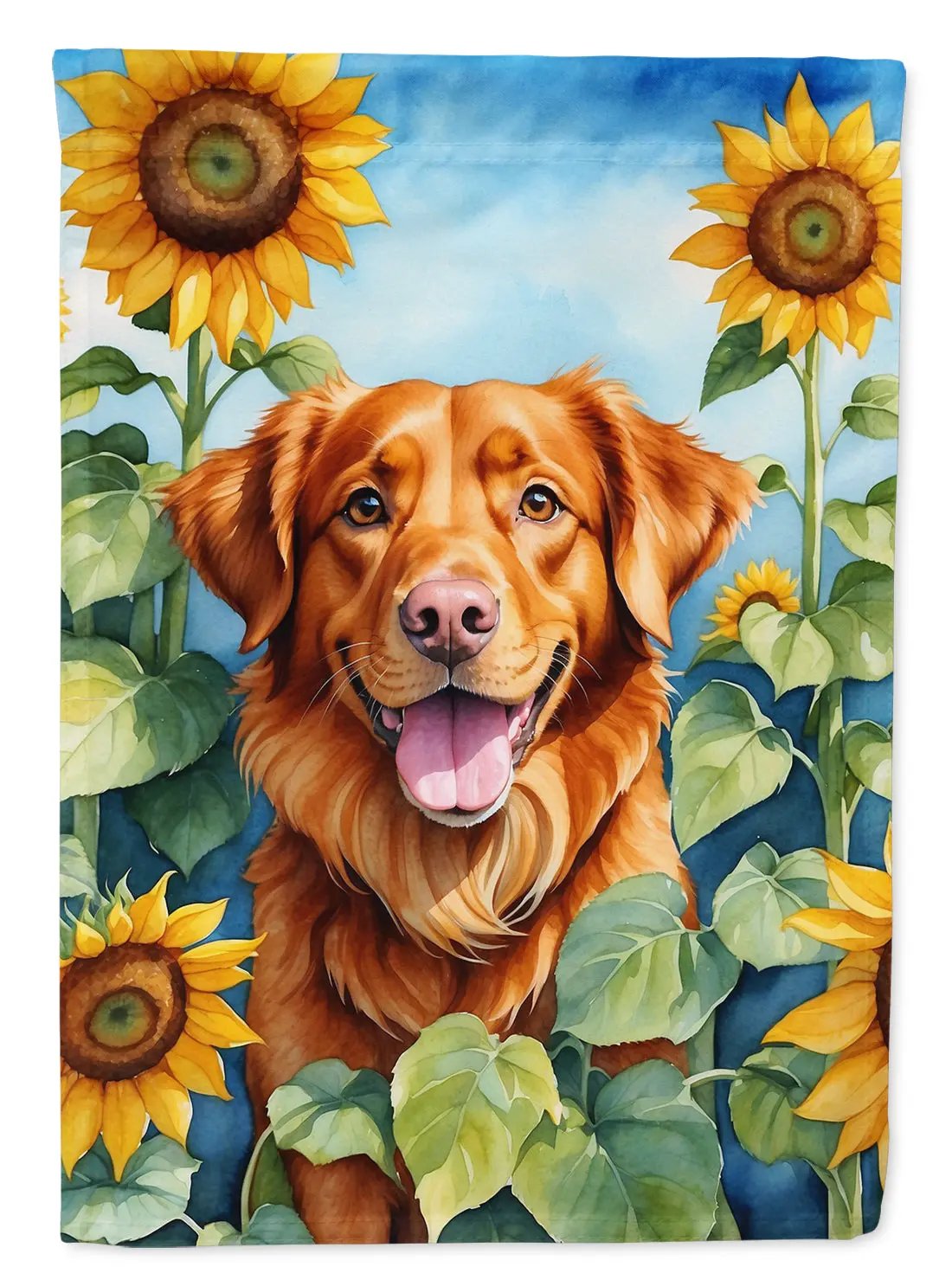 Nova Scotia Duck Toller in Sunflowers Garden Flag - Vivid Treasure Zone