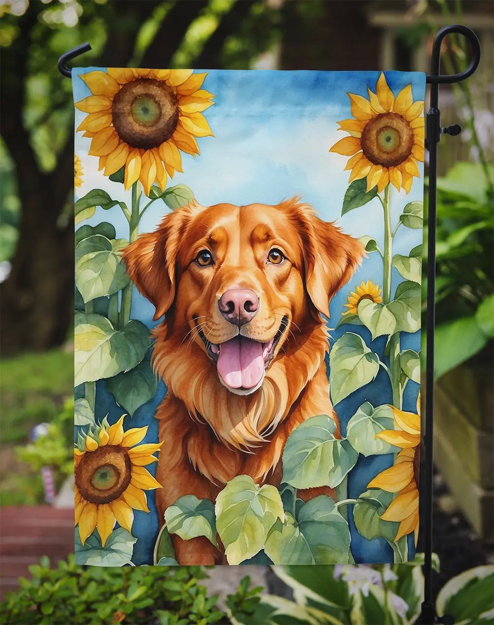 Nova Scotia Duck Toller in Sunflowers Garden Flag - Vivid Treasure Zone