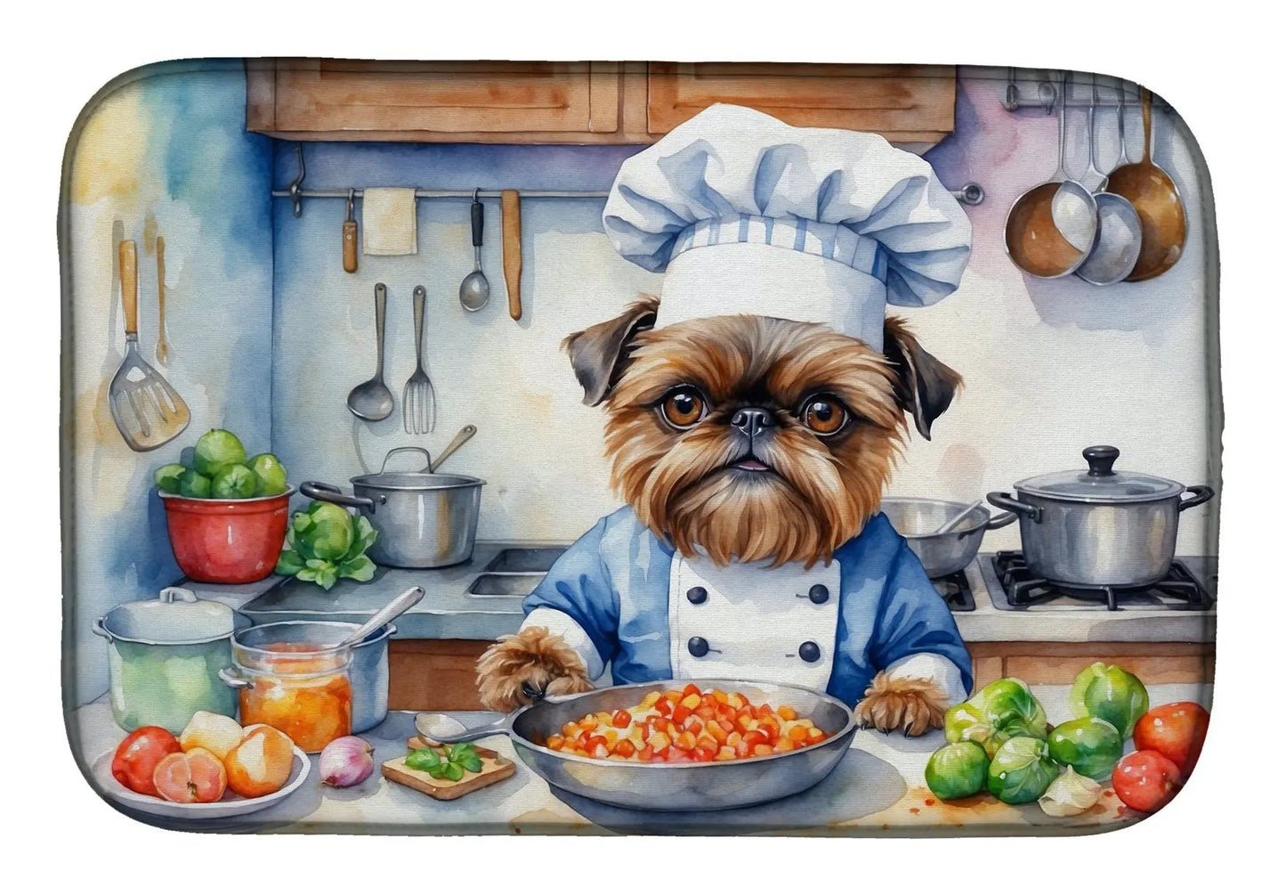 Brussels Griffon The Chef Dish Drying Mat - Vivid Treasure Zone