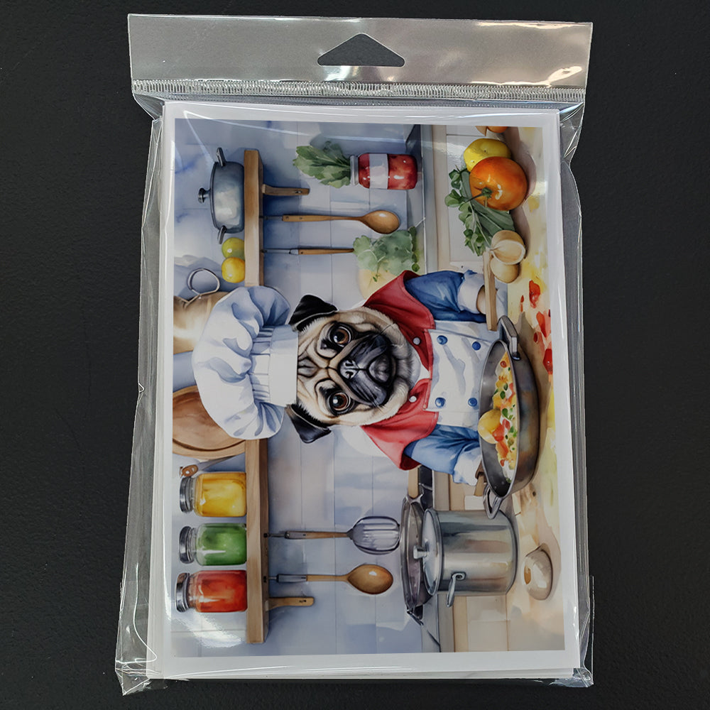 Pug The Chef Greeting Cards Pack of 8 Caroline's Treasures