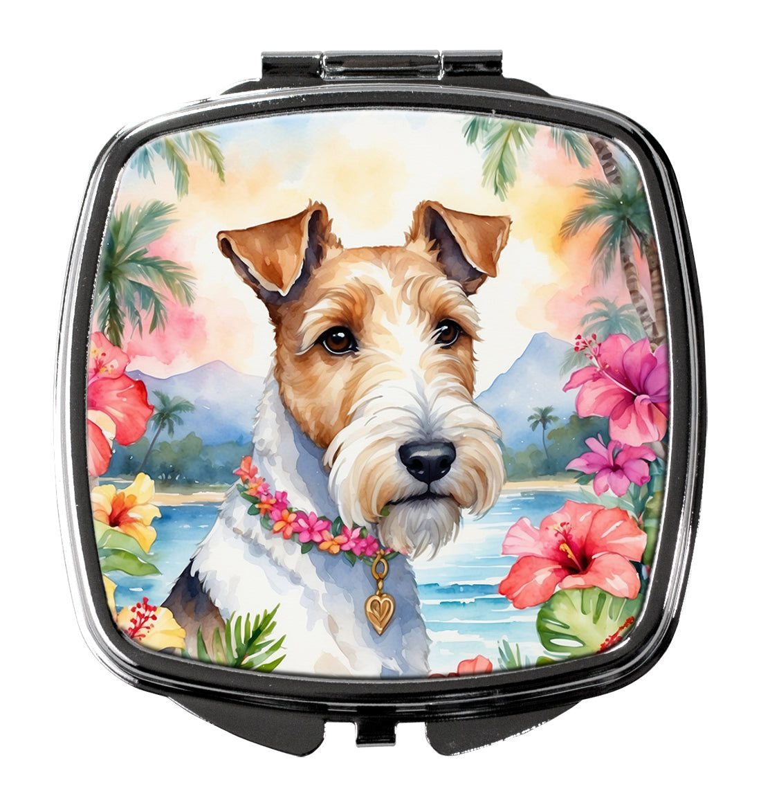 Fox Terrier Luau Compact Mirror Caroline's Treasures