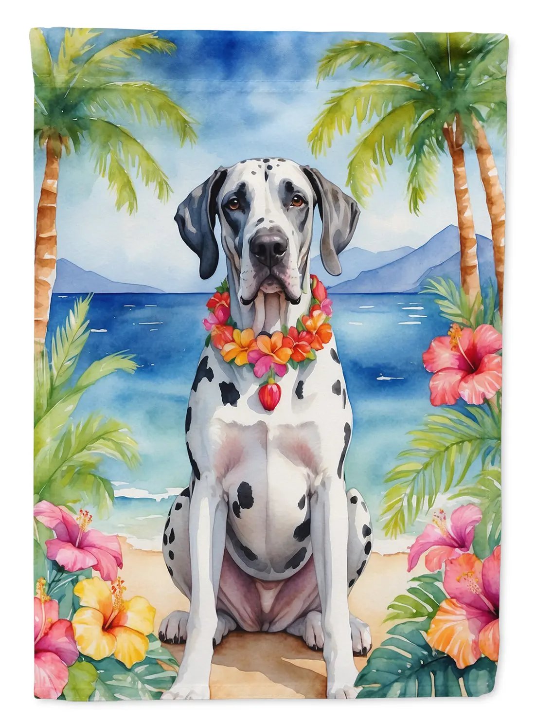 Great Dane Luau Garden Flag - Vivid Treasure Zone