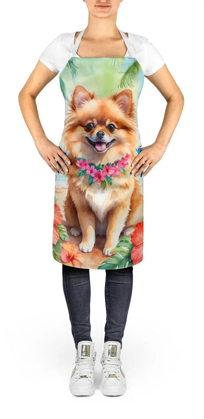 Pomeranian Luau Apron - Vivid Treasure Zone
