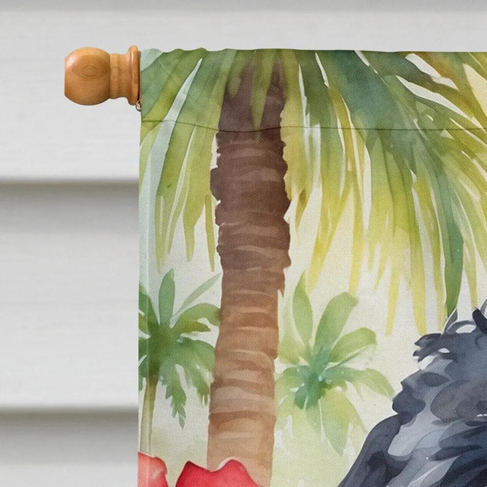 Portuguese Water Dog Luau House Flag - Vivid Treasure Zone