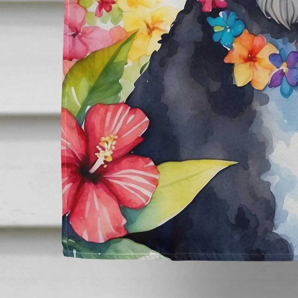 Portuguese Water Dog Luau House Flag - Vivid Treasure Zone