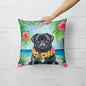 Black Pug Luau Throw Pillow Caroline's Treasures