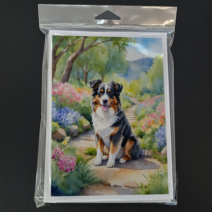 Australian Shepherd Spring Garden Greeting Cards Pack of 8 Caroline's Treasures