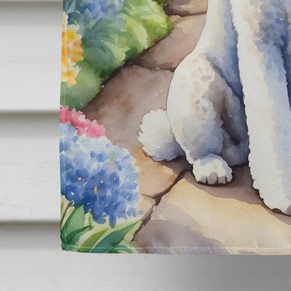 White Poodle Spring Path House Flag Caroline's Treasures
