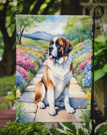 Saint Bernard Spring Path Garden Flag-2