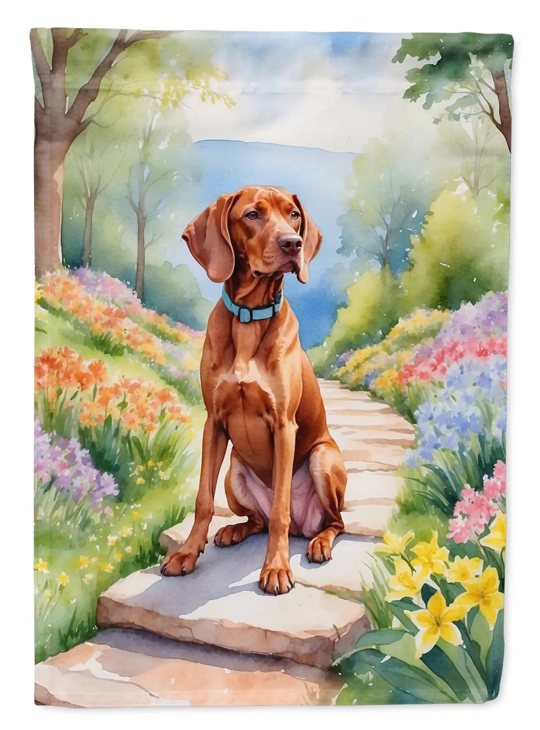 Vizsla Spring Path House Flag-0