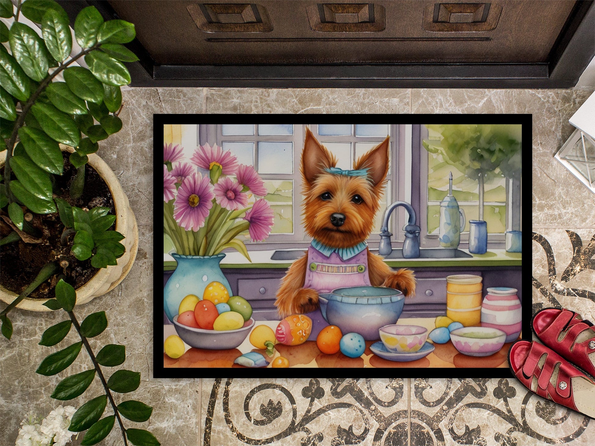 Decorating Easter Australian Terrier Doormat Caroline's Treasures