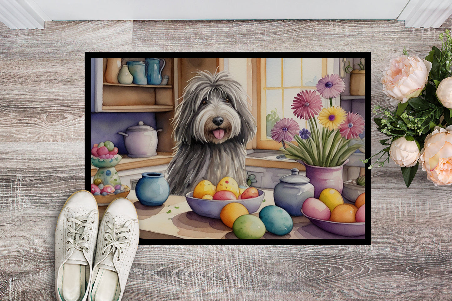 Decorating Easter Bergamasco Sheepdog Doormat Caroline's Treasures