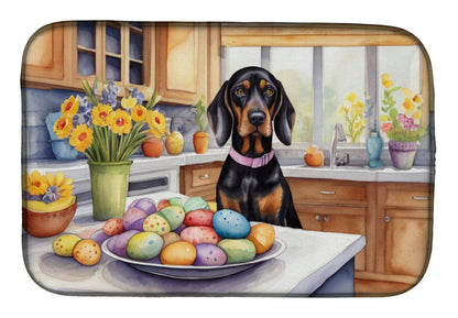 Decorating Easter Black and Tan Coonhound Dish Drying Mat Caroline's Treasures
