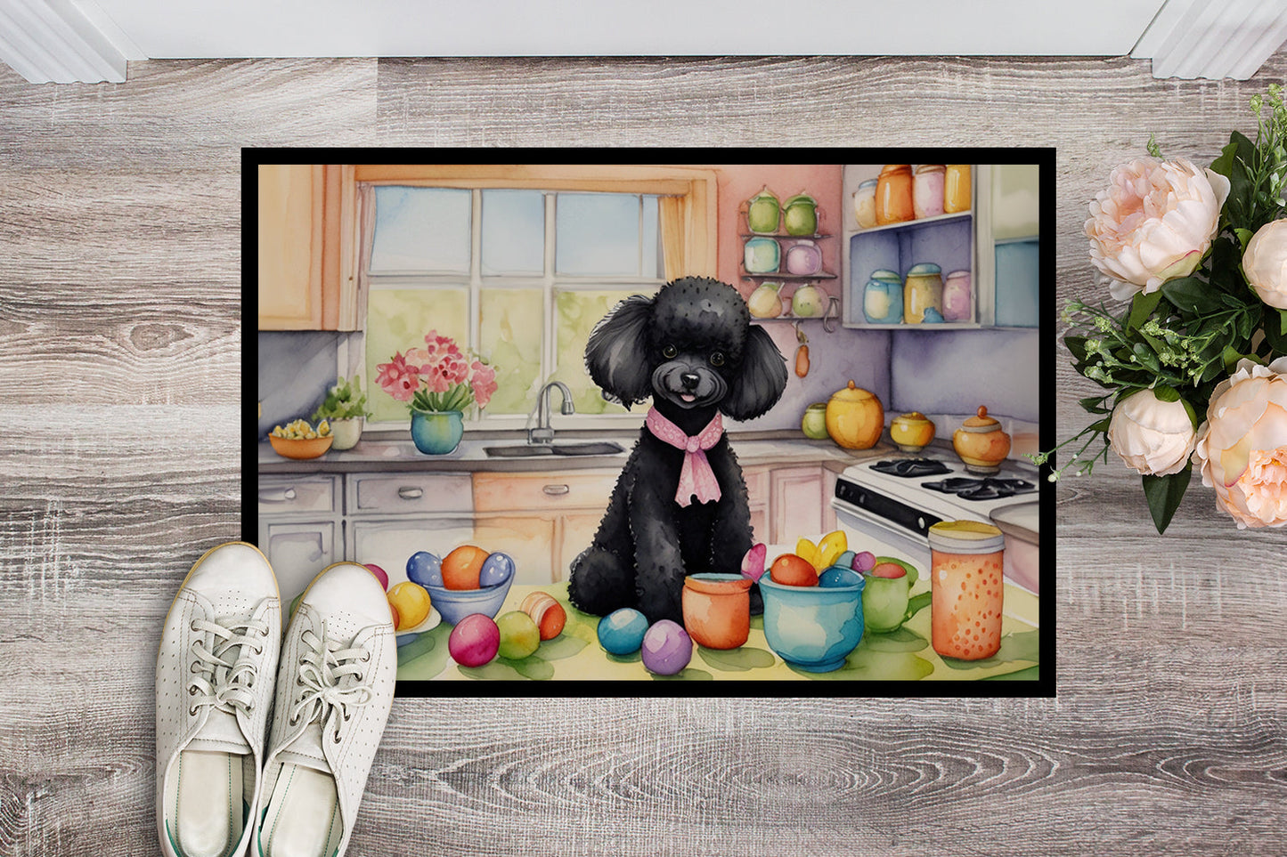 Decorating Easter Black Poodle Doormat Caroline's Treasures