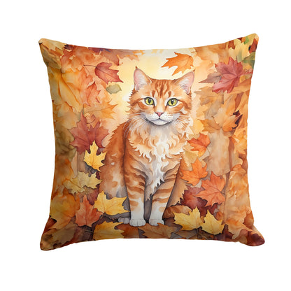 La Perm Cat in Fall Leaves Throw Pillow Caroline's Treasures